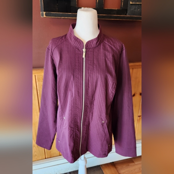 Christopher & Banks Plum Mock Neck Lightweight Jacket Purple Size XL - Picture 1 of 10